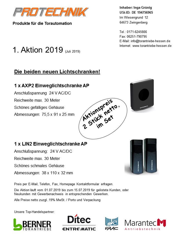 ProTechnik Sicherheiten Juli 2019 mailing E-Mail